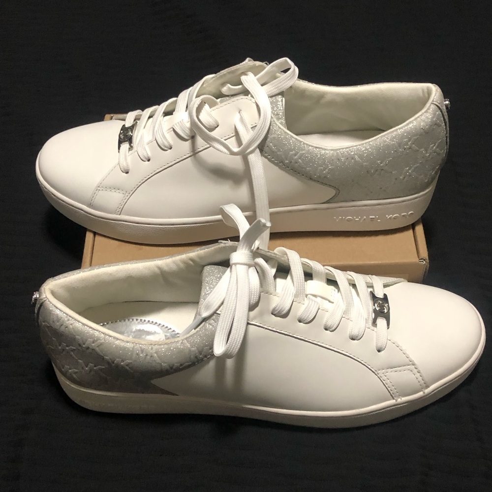 Michael Kors Keaton Low Trainers, Size 11, JC25G, Leather, White/Sliver - Picture 1 of 7